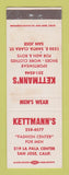 Matchbook Cover - Kettmann's Men's Clothes San Jose CA SAMPLE WEAR