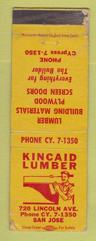 Matchbook Cover - Kincaid Lumber San Jose CA WORN