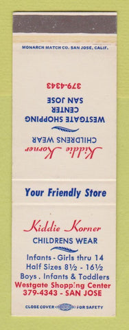 Matchbook Cover - Kiddie Korner Children's Clothes San Jose CA SAMPLE