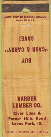 Matchbook Cover - Barber Lumber Co Loves Park IL