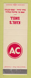 Matchbook Cover - AC Spark Plugs Karl's Shell oil gas San Jose CA SAMPLE