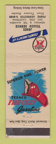 Matchbook Cover - Texaco oil gas Jones San Jose CA Fire Chief