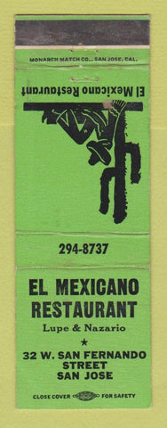 Matchbook Cover - El Mexicano Mexican Restaurant San Jose CA WEAR
