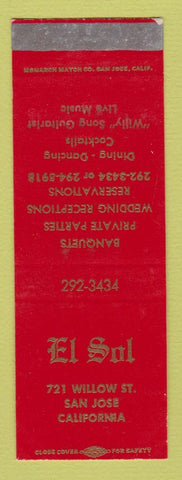 Matchbook Cover - El Sol Restaurant San Jose CA SAMPLE WEAR