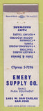 Matchbook Cover - Emery Supply Massey Harris Tractors San Jose CA WEAR