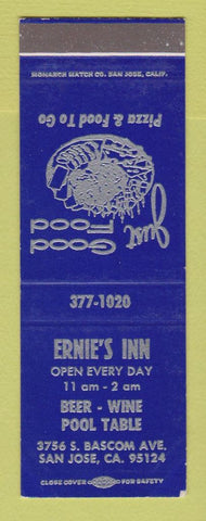 Matchbook Cover - Ernie's Inn billiards San Jose CA SAMPLE