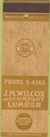 Matchbook Cover - Wilcox Lumber Sherwin Williams Dallas TX