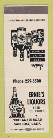 Matchbook Cover - Ernie's Liquors San Jose CA SAMPLE