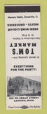 Matchbook Cover - Tom's Market Grocery Lansing MI