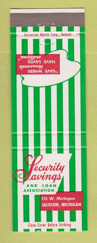 Matchbook Cover - Security Savings and Loan Jackson MI