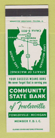 Matchbook Cover - Community State Bank Fowlerville MI