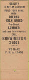 Matchbook Cover - Brewington Lumber Co. Dallas TX