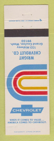 Matchbook Cover - Chevrolet  Wright Grand Coulee WA