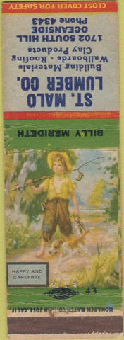Matchbook Cover - St. Malo Lumber  No Town 1702 South Hill
