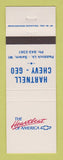 Matchbook Cover - Chevrolet  Hartnell Geo Salem WI