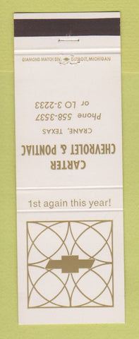 Matchbook Cover - Chevrolet  Carter Pontiac Crane TX