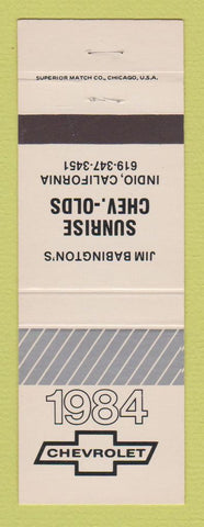 Matchbook Cover - 1984 Chevrolet  Jim Babington's Oldsmobile Indio CA