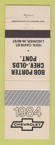 Matchbook Cover - 1984 Chevrolet  Bob Porter Oldsmobile Pontiac Ligonier IN WEAR