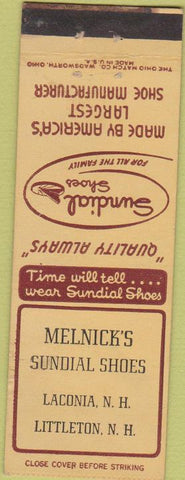 Matchbook Cover - Melnick's Sundial Shoes Littleton NH