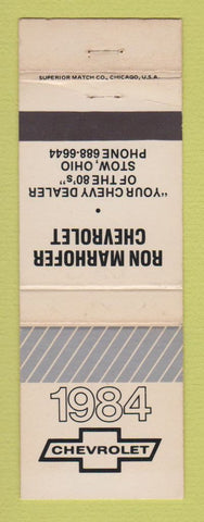 Matchbook Cover - 1984 Chevrolet  Ron Marhofer Stow OH WEAR