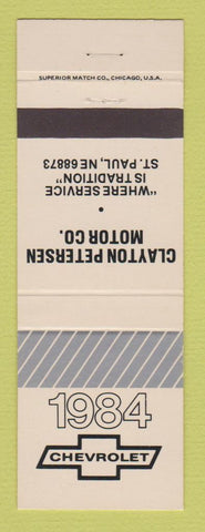 Matchbook Cover - 1984 Chevrolet  Clayton Petersen St Paul NE