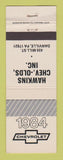 Matchbook Cover - 1984 Chevrolet  Hawkins Oldsmobile Danville PA