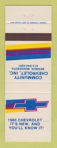 Matchbook Cover - 1980 Chevrolet  Community Benson MN