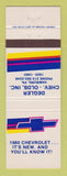 Matchbook Cover - 1980 Chevrolet  Degler Oldsmobile Hamburg PA