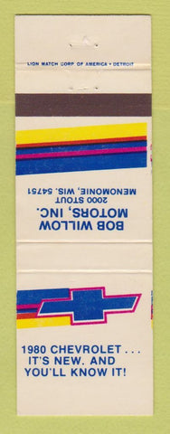 Matchbook Cover - 1980 Chevrolet  Bob Willows Menomonie WI