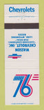 Matchbook Cover - 1976 Chevrolet  Wasson Lusk WY