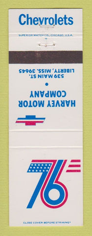 Matchbook Cover - 1976 Chevrolet  Harvey Motors Liberty MS