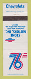 Matchbook Cover - 1976 Chevrolet  Stone Golden Meadow LA