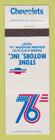 Matchbook Cover - 1976 Chevrolet  Stone Golden Meadow LA