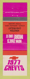 Matchbook Cover - 1977 Chevrolet  Kersten Wisner NE