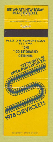 Matchbook Cover - 1978 Chevrolet  Winfield Scotland Neck NC WORN CREASES