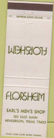 Matchbook Cover - Florsheim Shoes Earl's Mens Henderson TX