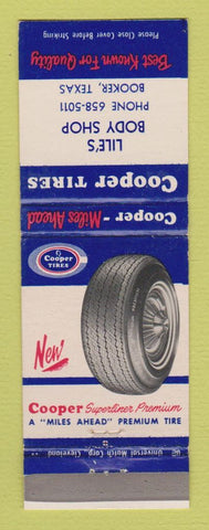 Matchbook Cover - Cooper Tires Lile's Body Shop Booker TX