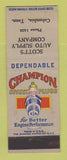 Matchbook Cover - Champion Spark Plugs Scott's Auto PARts Columbia TN