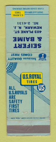 Matchbook Cover - US Royal Tires Seifert & Baime Newark NJ WEAR