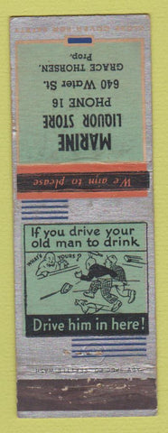 Matchbook Cover - Marine Liquor Store low phone # WORN