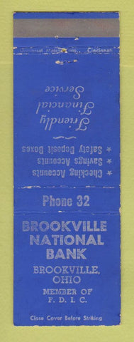 Matchbook Cover - Brookville National Bank Brookville OH low phone # WEAR