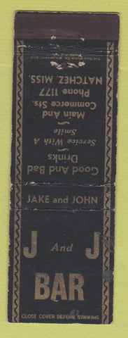 Matchbook Cover - J and J Bar Natchez MS low phone # WEAR