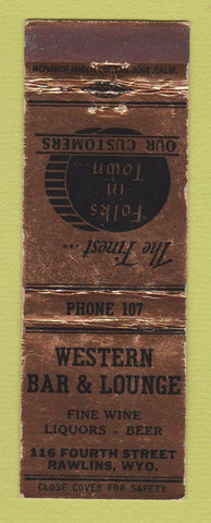 Matchbook Cover - Western Bar Lounge Rawlins WY WEAR
