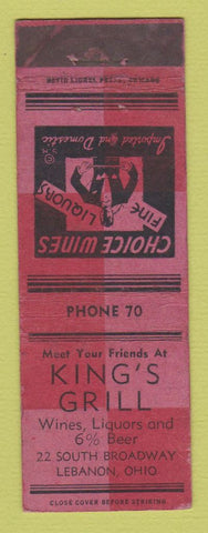Matchbook Cover - King's Grill Lebanon OH WEAR