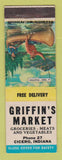 Matchbook Cover - Griffin's Market Grocery Cicero IN low phone #