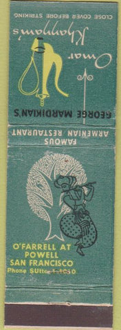 Matchbook Cover - Omar Khannam's San Francisco CA
