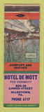Matchbook Cover - Hotel De Mott Allentown PA