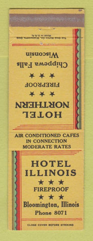 Matchbook Cover - Hotel Northern Chippewa Falls WI Bloomington IL