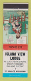 Matchbook Cover - Island View Lodge ST Ignace MI low phone #