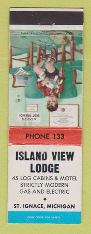 Matchbook Cover - Island View Lodge ST Ignace MI low phone #